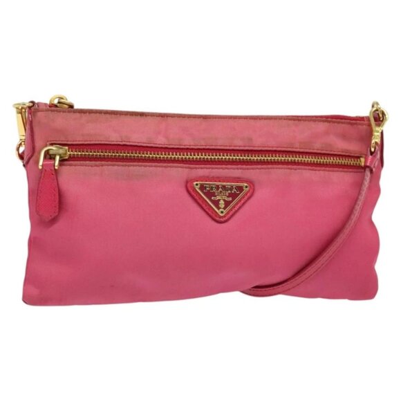 PRADA Shoulder Bag Nylon Pink Gold Auth 131736 - Picture 1 of 16